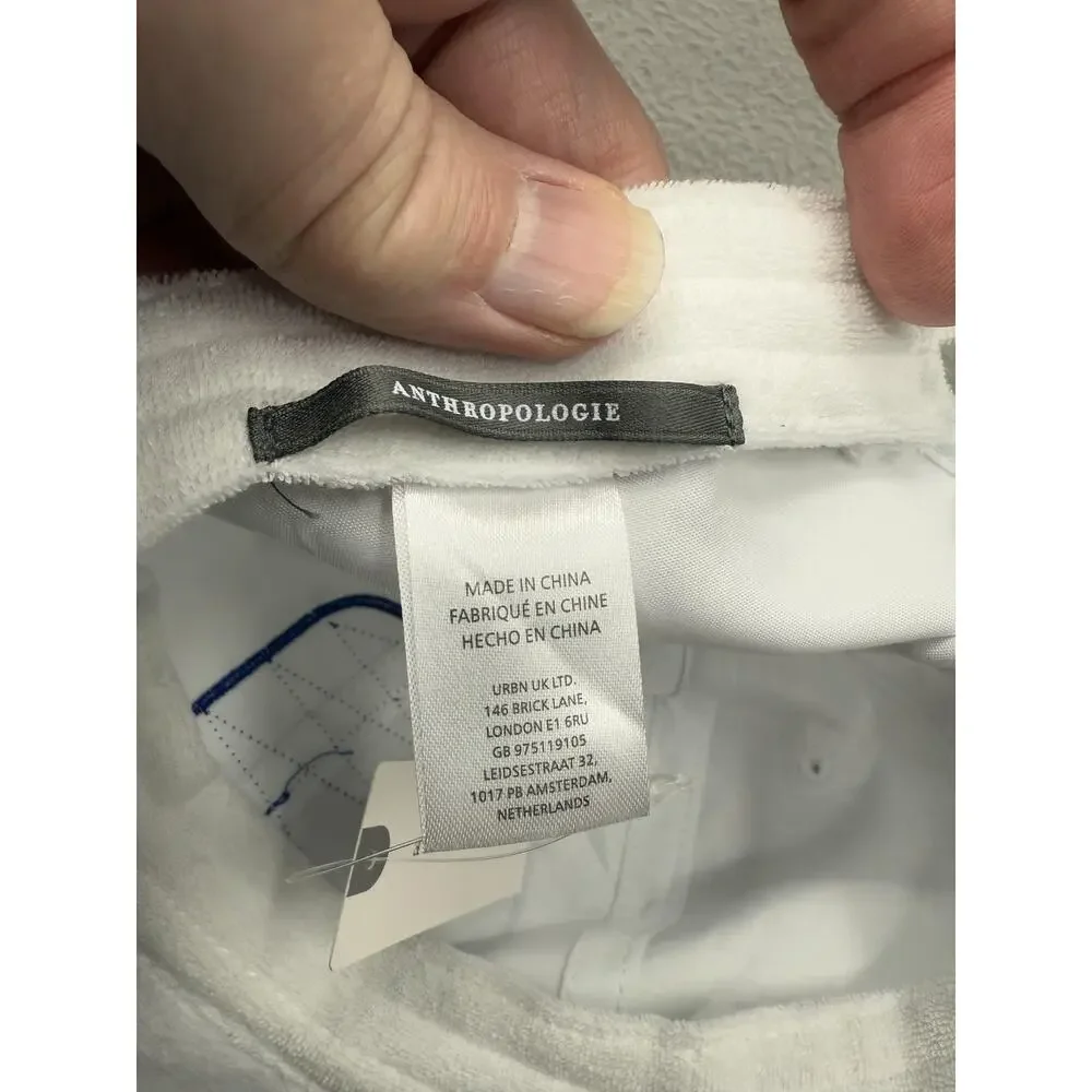 Anthropologie Hat Cap Strap Back One Size White Blue Villa Dolce Terry Mens - Picture 7 of 8